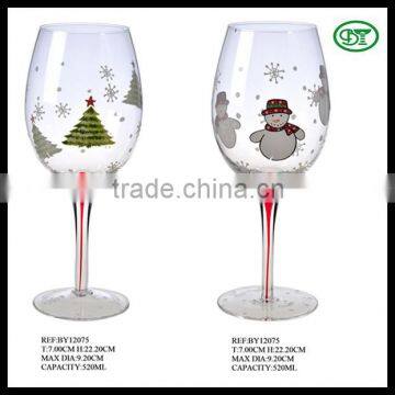 520ml hand painted wine glass for Christmas Day