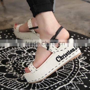 Bohemian fashion thin wedge sandals muffin bottom