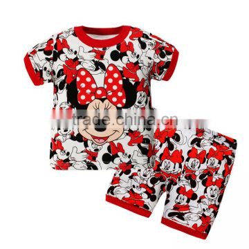 Wholesale 2016 new arrival short sleeve lovely printed cotton children party pajamas with low price