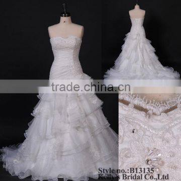 wholesale cheap white wedding dress in organza and lace