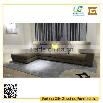 Simple design living room furniture fabric l-shaped sofa with tufted seat cushion