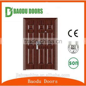 Baodu Brand Cheap Security Door Exterior Commercial Double Steel Doors