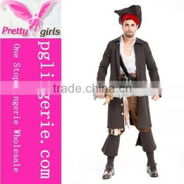 2016 Carnival Costumes Men Red Captain Booty Pirate Costume Set