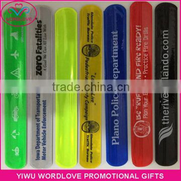 Assorted colors Reflective PVC Slap Wristbands With Custom Printing