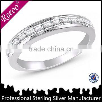 Channel design sterling silver plain wedding band ring