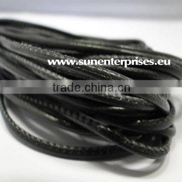 Nappa Leather Cords - plain style - Natural Grey- 6mm