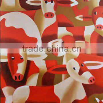 Framed animal oil painting