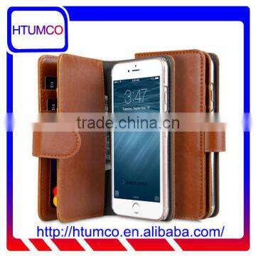 Newly Wallet Brown Double Layer PU Leather Case for Apple IPhone 6s/6 Plus (5.5")