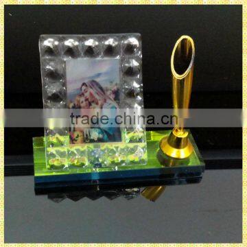 Personalized Color Printing Glass Office Set With Pen Holder