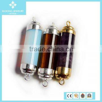 Custom Different Color Natural Crystal Agate Yellow Tiger Connectors Pendant Jewelry 2015