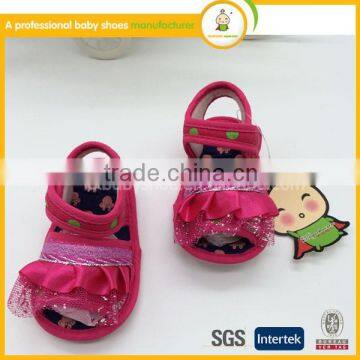 2015 Boys Shoes Rushed Sale Flower Bordered Hook & Loop Baby Girl Eva Summer Canvas Fashion Baby Girl Princess Shoe