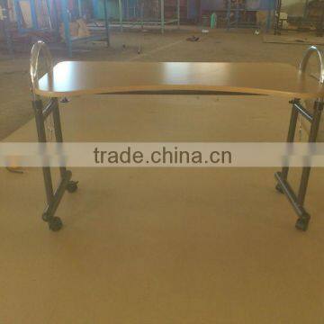Height Adjustable Over Bed Iron Wooden Table