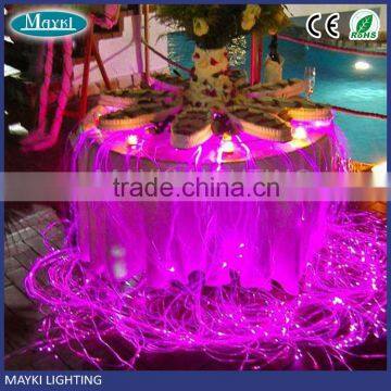 Easy installation fiber optic table decorations with side spot multi strand cable and 16w RGB led illuminator