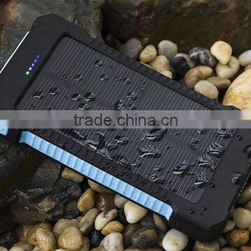 Waterproof 10000mah mini portable solar charger cell phone with camping light and compass