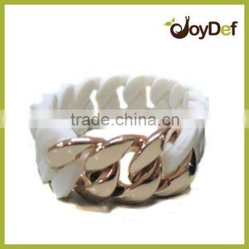 braided silicon bracelet with metal chain hemp flowers sillicon braclet curbb* bracelet braided bangle