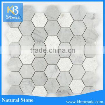 popular white marble hexagon natural stone mosaic tile