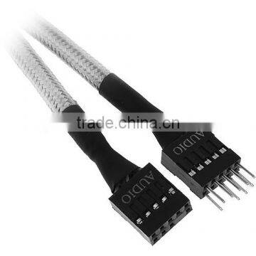 9 Pin Audio Extension Cable 45cm - Sleeved Grey / Black photo-2