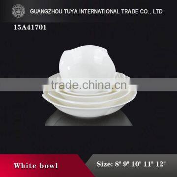 Durable white ceramic bowl, hotel restaurant of white ceramic bowl