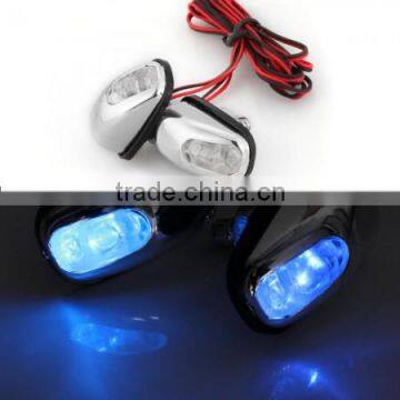 2 Car Auto Blue LED Washer Nozzle Spray Light Squirter Windscreen Water Jets 12V