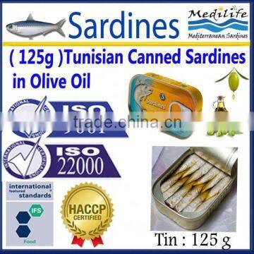 ( 125g ) Tunisian Canned Sardines in Olive Oil, Canned Sardines in Olive Oil,125g Tunisian Sardines in Cans with Olive Oil,125 g