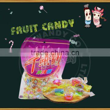 Multi color fruit flavor hard candy with paper folding