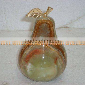 PAKISTAN SUPPLIER Natural Color KITCHEN AND DINING DECORATION ONYX PEAR WITH BRASS LEAF HANDICRAFTS photo-6