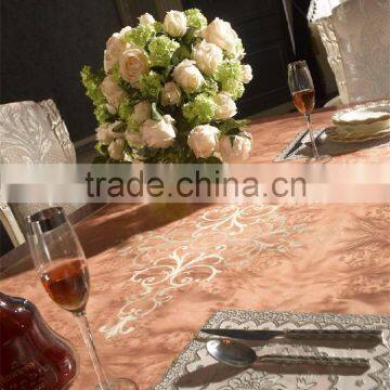 A Very Fine Carved Rectangular Dinner Party Dining Table Set, White Delicate Painting Silver Foil Dining Table Set photo-6