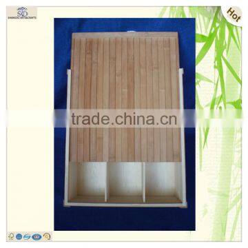 Factory Price String Handle 3 Bottles Bamboo Wooden Crate Box photo-3