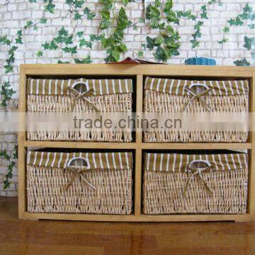 European Style Woven Baskets Cabinets Wooden Home Decorative Furniture photo-4