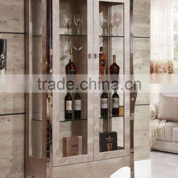 Modern Furniture Luxury Wine Cabinet With Tempered Glass Strong Stainless Steel Legs