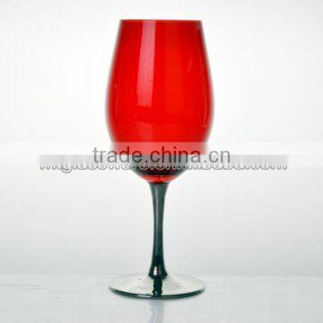 Color Red Wine Glass With Silver Stem and Base photo-2