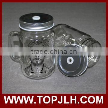 White Drinking Straw Cusomized Mason Jar With Handle photo-3