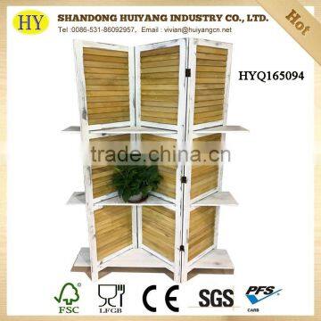 Antique look wood and bamboo room divider decorative screen