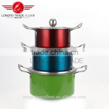 2016 3pcs Stainless steel color steel handle high pot set