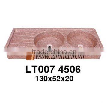 Vietnam Ceramic Rectangle Double Pink Terrazzo Sink