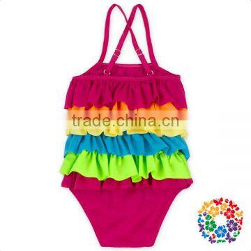 2017 Hot Sell Fashion Beach Wear Bikini Set Multicolor Ruffles Girls Swimwear Kids photo-2