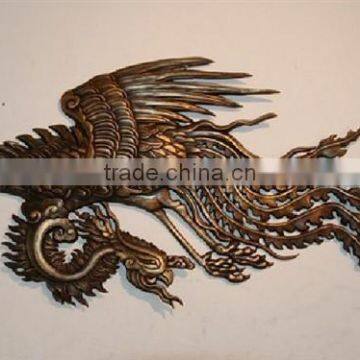 Bronze Phenix Wall Sculpture Relief