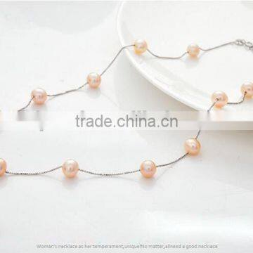 6-7 mm Pink Freshwater Pearl Necklace and Bracelet Sets photo-2