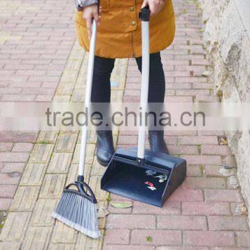 Cheap Plastic Long Handle Lobby Broom With Dustpan Sets photo-3