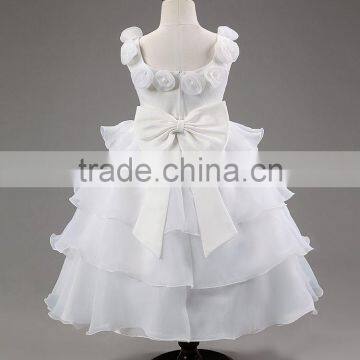 Retail Girl Lace Dress Ruffle Layers Little Girl Princess Party Dress Rose Collar Baby Girls Gauze Evening Dresses Christening photo-3