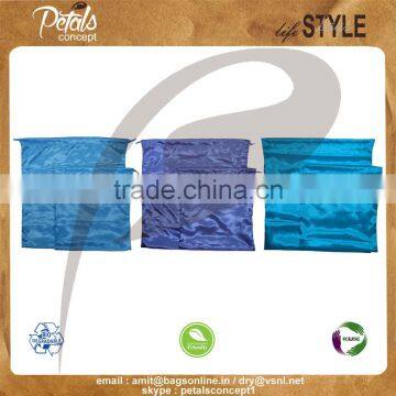 Poly silk fabric draw string bag