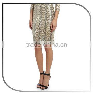 Shiny Golden Scallop Trims Lady Sequin Skirt photo-2
