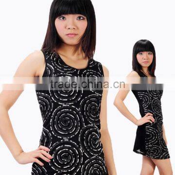 Original professional design circle pattern ladies sleeveless fashion dresses