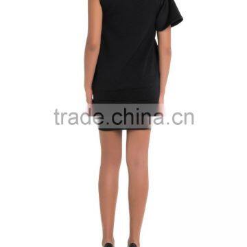 2015 Round Neck Solid Black Sleeveless Elegant Womens Casual Dress Wholesale photo-3