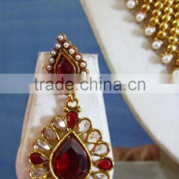 Polki Gold Plated Designer Necklace Earring Set photo-2