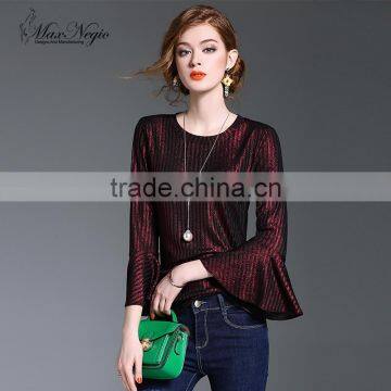 Maxnegio women blouse 2017 Lotus leaf sleeves ladies blouse fashion design