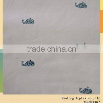 small whales printed yarn dyed oxford shirting fabric