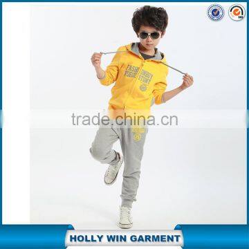 Fashion wholesale sports zip-up child boy clothes set