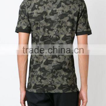 New Fashion Design Tonal Green Cotton Camouflage Mens Polo Shirt photo-3