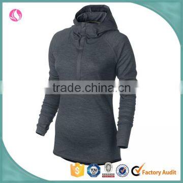 Half zipper quick dry breathable womens sports pullover hoodie